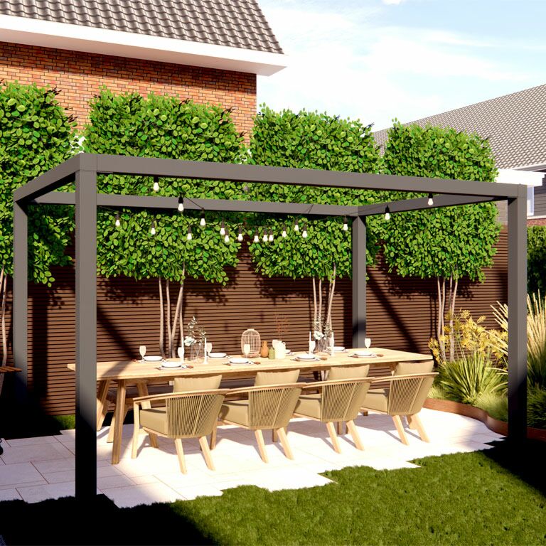 Pulbervärvitud terasest pergola süsteem ruut 274 x 250 cm