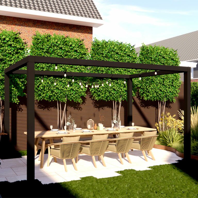 Pulbervärvitud terasest pergola süsteem ruut 424 x 300 cm