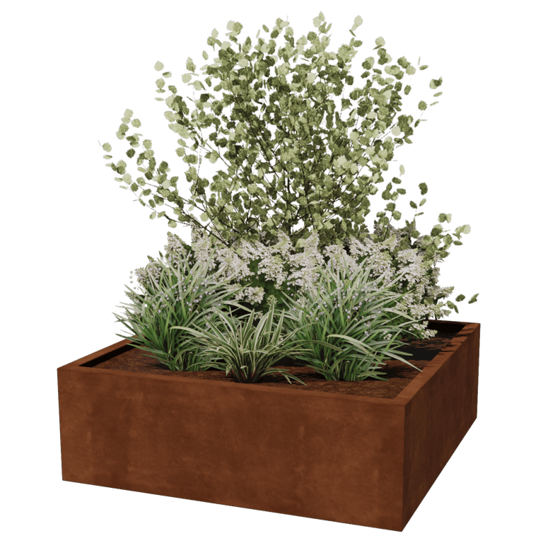 Keevitatud Corten-terasest lillekast Montana 120 x 120 x 40 cm