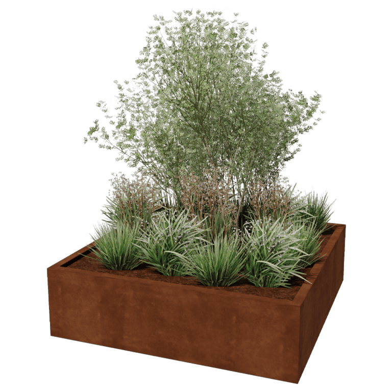 Keevitatud Corten-terasest lillekast Montana 140 x 140 x 40 cm