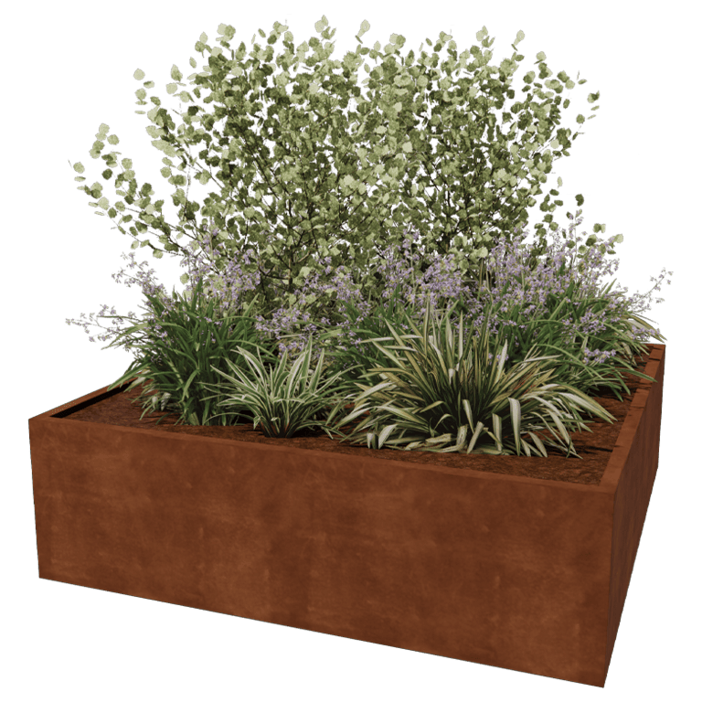 Keevitatud Corten-terasest lillekast Montana 200 x 200 x 60 cm