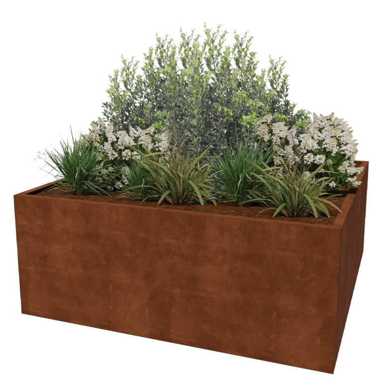 Keevitatud Corten-terasest lillekast Montana 200 x 200 x 80 cm