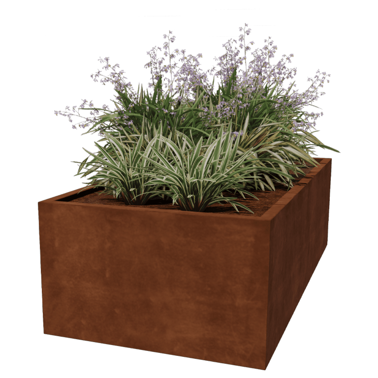 Keevitatud Corten-terasest lillekast Montana 200 x 100 x 60 cm