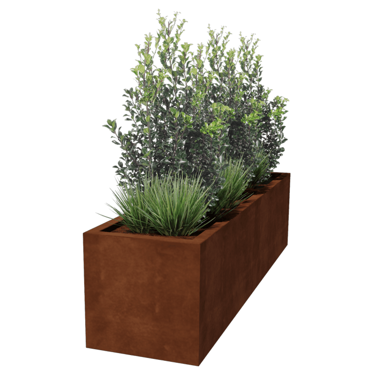 Keevitatud Corten-terasest lillekast Montana 200 x 50 x 50 cm