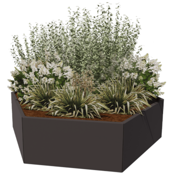 Terasest lillekast - Kuusnurk - 199,3 x 173,2 x 30 cm - RAL9010 matt (valge) - Ilma põhjalauata