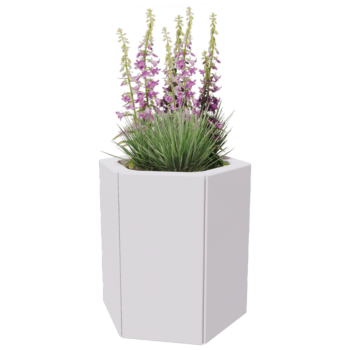 Terasest lillekast - Kuusnurk - 39,3 x 34,6 x 30 cm - RAL9005 matt (must) - Põhjalauaga - Ratastega
