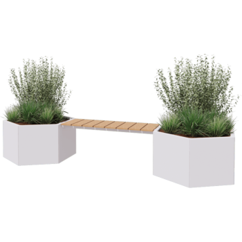 Terasest lillekast - Kuusnurk - 294,4 x 99,3 x 50 cm - RAL9005 matt (must) - Pingikesega - Ilma põhjalauata