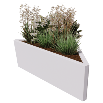 Terasest lillekast - Kolmnurk erikülgne - 112,2 x 60,5 x 40 cm - RAL9005 matt (must) - Ilma põhjalauata