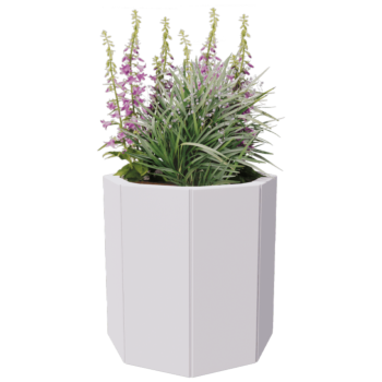 Terasest lillekast - Kaheksanurk - 48,3 x 48,3 x 30 cm - RAL9005 matt (must) - Põhjalauaga - Ratastega