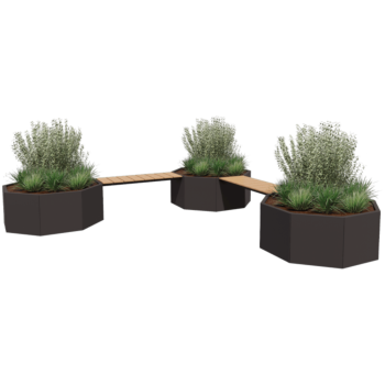 Terasest lillekast - Kaheksanurk - Nurgakomplekt - 362,6 x 362,6 x 50 cm - Muu RAL värv - Pingikesega - Ilma põhjalauata