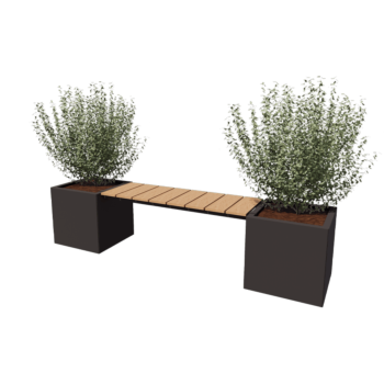 Terasest lillekast - Ruut - 221,2 x 50 x 50 cm - Muu RAL värv - Ilma põhjalauata - Pingikesega
