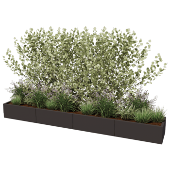 Terasest lillekast XXL - Ristkülik - 320 x 50 x 30 cm - RAL9005 matt (must) - Põhjalauaga