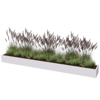 Terasest lillekast XXL - Ristkülik - 400 x 50 x 50 cm - RAL9005 matt (must) - Ilma põhjalauata