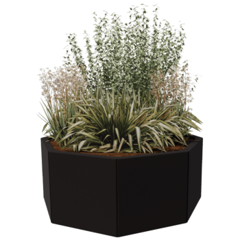 Terasest lillekast - Kaheksanurk - 96,6 x 96,6 x 30 cm - RAL9005 matt (must) - Ilma põhjalauata