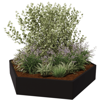 Terasest lillekast - Kuusnurk - 239,3 x 207,8 x 30 cm - RAL9010 matt (valge) - Ilma põhjalauata