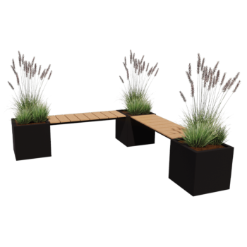 Terasest lillekast - Ruut - Nurgakomplekt - 221,2 x 221,2 x 50 cm - Muu RAL värv - Ilma põhjalauata - Pingikesega