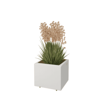 Terasest lillekast - Ristkülik - 40 x 30 x 30 cm - RAL9010 matt (valge) - Põhjalauaga - Jalgadega