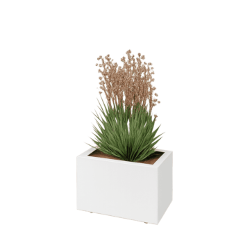 Terasest lillekast - Ristkülik - 50 x 30 x 30 cm - RAL9010 matt (valge) - Põhjalauaga - Jalgadega