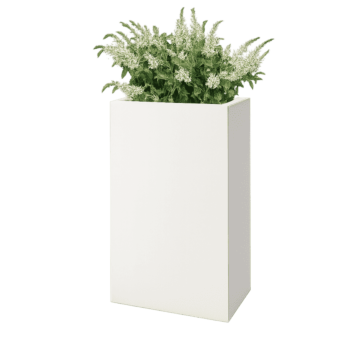 Terasest lillekast - Ristkülik - 50 x 30 x 80 cm - RAL9010 matt (valge) - Põhjalauaga - Jalgadega
