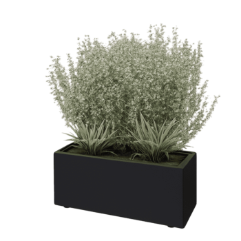 Terasest lillekast - Ristkülik - 80 x 30 x 30 cm - RAL9005 matt (must) - Põhjalauaga - Jalgadega