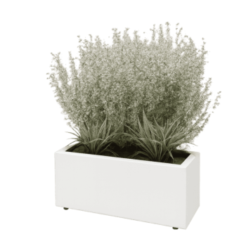Terasest lillekast - Ristkülik - 80 x 30 x 30 cm - RAL9010 matt (valge) - Põhjalauaga - Jalgadega