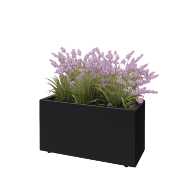 Terasest lillekast - Ristkülik - 80 x 30 x 40 cm - RAL9005 matt (must) - Põhjalauaga - Jalgadega