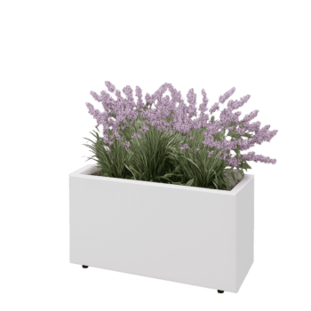 Terasest lillekast - Ristkülik - 80 x 30 x 40 cm - RAL9010 matt (valge) - Põhjalauaga - Jalgadega