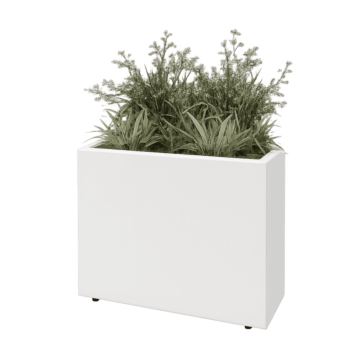 Terasest lillekast - Ristkülik - 80 x 30 x 60 cm - RAL9010 matt (valge) - Põhjalauaga - Jalgadega