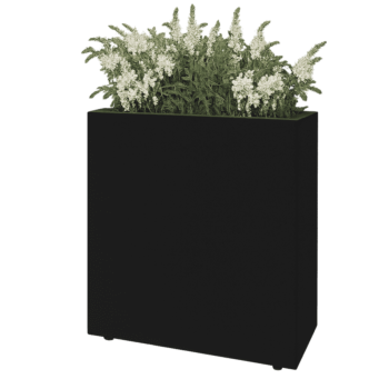 Terasest lillekast - Ristkülik - 80 x 30 x 80 cm - RAL9005 matt (must) - Põhjalauaga - Jalgadega