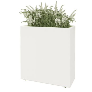 Terasest lillekast - Ristkülik - 80 x 30 x 80 cm - RAL9010 matt (valge) - Põhjalauaga - Jalgadega
