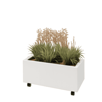 Terasest lillekast - Ristkülik - 80 x 40 x 30 cm - RAL9010 matt (valge) - Põhjalauaga - Ratastega