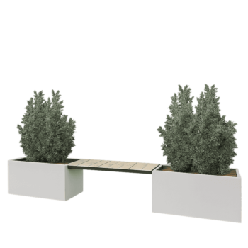 Terasest lillekast - Ristkülik - 321,2 x 50 x 50 cm - RAL9010 matt (valge) - Ilma põhjalauata - Pingikesega