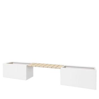 Terasest lillekast - Ristkülik - 321,2 x 50 x 50 cm - RAL9010 matt (valge) - Põhjalauaga - Pingikesega
