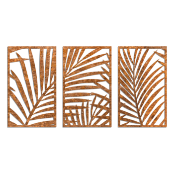 Corten terasest seinakaunistus - Sõnajalad 3-osaline Large - 100 x 188,7 cm
