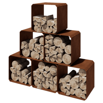 Corten terasest küttepuude hoidja - Colorado 6 gabali - 40 x 40 x 40 cm