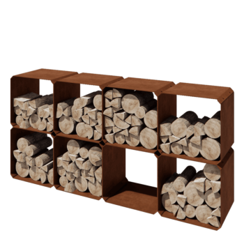 Corten terasest küttepuude hoidja - Colorado 8 gabali - 40 x 40 x 40 cm