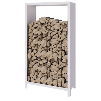 Terasest küttepuude hoidja - Indiana - 100 x 40 x 180 cm - RAL9010 matt (valge)