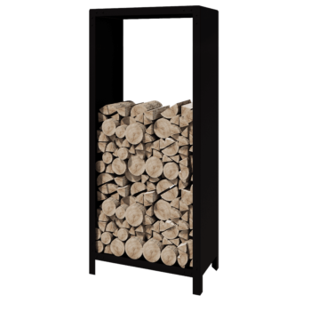 Terasest küttepuude hoidja - Indiana - 80 x 40 x 180 cm - RAL9005 matt (must)