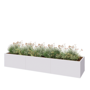 Terasest lillekast XXL - Ristkülik - 360 x 80 x 60 cm - RAL9010 matt (valge) - Ilma põhjalauata