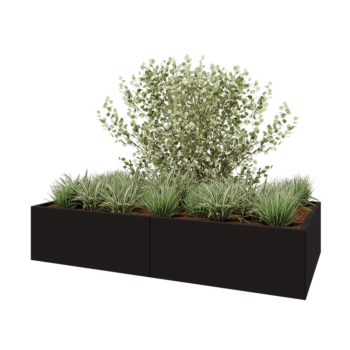 Terasest lillekast XXL - Ristkülik - 200 x 100 x 40 cm - RAL9005 matt (must) - Ilma põhjalauata