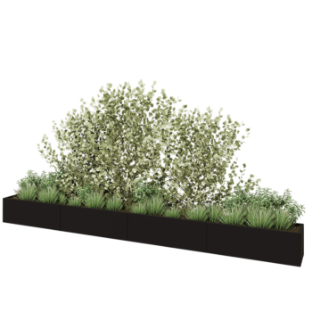 Terasest lillekast XXL - Ristkülik - 480 x 40 x 40 cm - RAL9005 matt (must) - Ilma põhjalauata