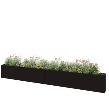 Terasest lillekast XXL - Ristkülik - 480 x 30 x 60 cm - RAL9005 matt (must) - Ilma põhjalauata