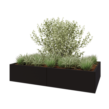 Terasest lillekast XXL - Ristkülik - 200 x 120 x 40 cm - RAL9005 matt (must) - Põhjalauaga