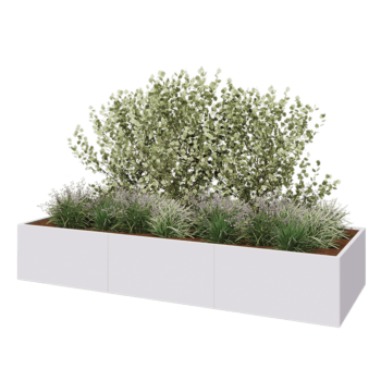 Terasest lillekast XXL - Ristkülik - 360 x 120 x 60 cm - RAL9010 matt (valge) - Ilma põhjalauata