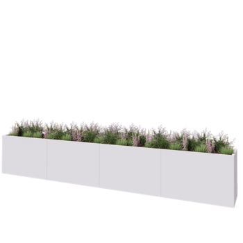 Terasest lillekast XXL - Ristkülik - 480 x 50 x 80 cm - RAL9010 matt (valge) - Ilma põhjalauata