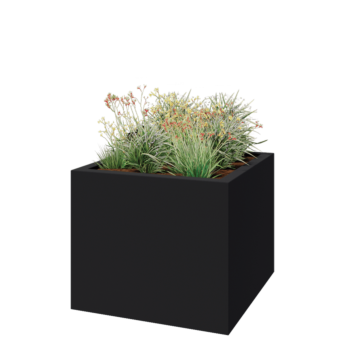 klaaskiudne lillekast - Ruut - 120 x 120 x 100 cm - RAL7021 matt (must hall) - Põhjaga