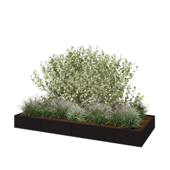 Terasest lillekast XXL - Ristkülik - 320 x 120 x 30 cm - RAL9005 matt (must) - Ilma põhjalauata