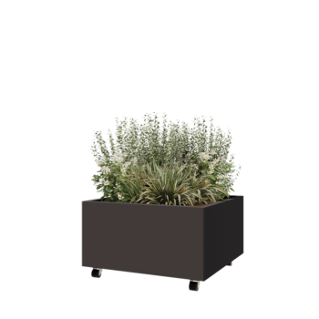 Terasest lillekast - Ruut - 80 x 80 x 40 cm - Muu RAL värv - Põhjalauaga - Ratastega