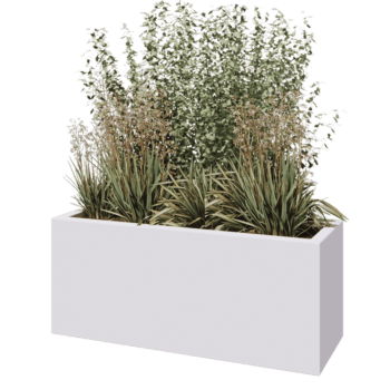 klaaskiudne lillekast - Ristkülikukujuline - 120 x 40 x 50 cm - RAL9010 matt (valge) - Põhjaga