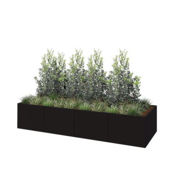 Terasest lillekast XXL - Ristkülik - 320 x 100 x 60 cm - RAL9005 matt (must) - Ilma põhjalauata